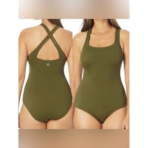 NWT Hurley Ribbed one piece Swim suit Crisscross back Size L modest comfy